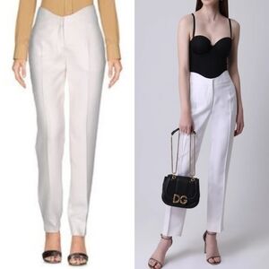 Agnona Waistline Dip 100% Wool Trousers Pants Beige Designer Size IT48 / 12